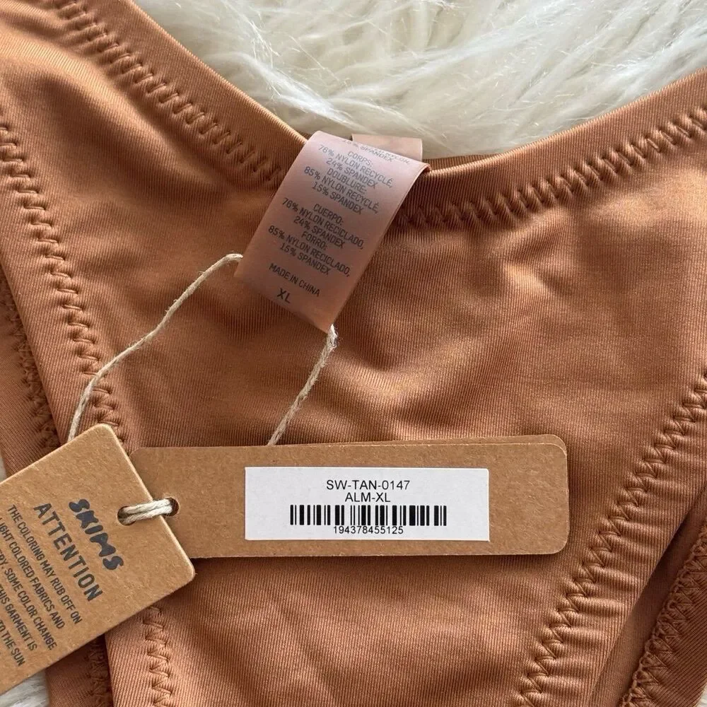 Skims Swim Micro Tanga Bikini Bottom Almond Size XL